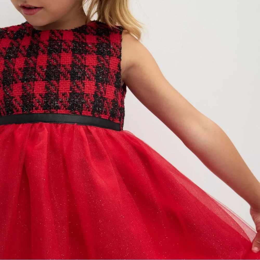 Blueberi Boulevard Red and Black Plaid Girls Cape Coat